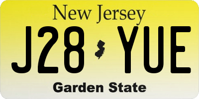 NJ license plate J28YUE