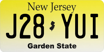 NJ license plate J28YUI