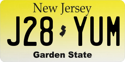 NJ license plate J28YUM