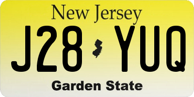 NJ license plate J28YUQ