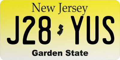 NJ license plate J28YUS
