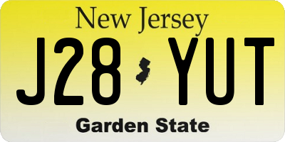 NJ license plate J28YUT