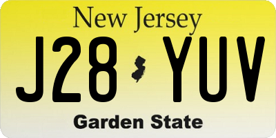 NJ license plate J28YUV
