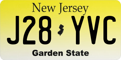 NJ license plate J28YVC