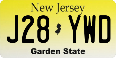 NJ license plate J28YWD