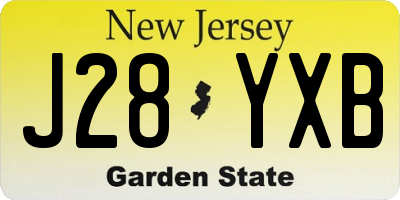 NJ license plate J28YXB