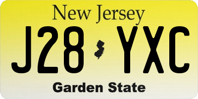 NJ license plate J28YXC