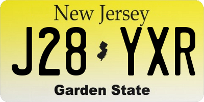 NJ license plate J28YXR