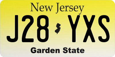 NJ license plate J28YXS