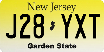 NJ license plate J28YXT
