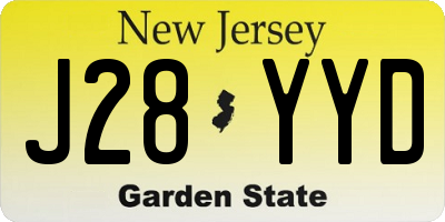 NJ license plate J28YYD