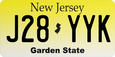 NJ license plate J28YYK