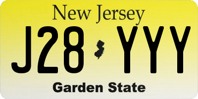 NJ license plate J28YYY