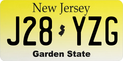 NJ license plate J28YZG