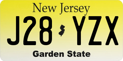 NJ license plate J28YZX