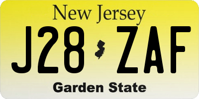 NJ license plate J28ZAF