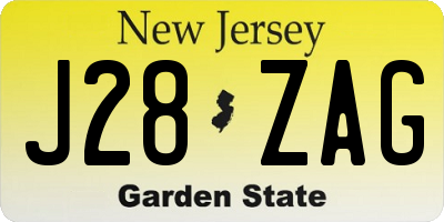 NJ license plate J28ZAG