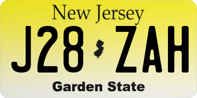 NJ license plate J28ZAH