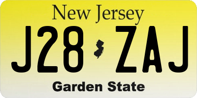 NJ license plate J28ZAJ