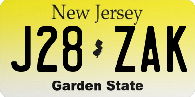 NJ license plate J28ZAK