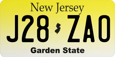 NJ license plate J28ZAO
