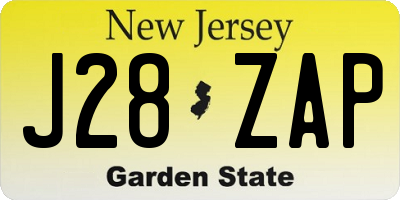 NJ license plate J28ZAP