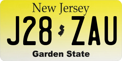 NJ license plate J28ZAU