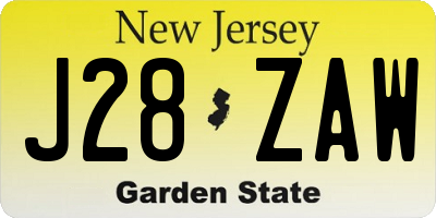 NJ license plate J28ZAW