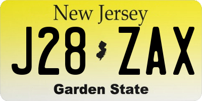 NJ license plate J28ZAX