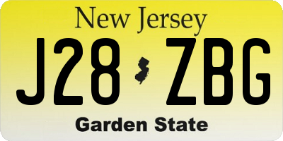 NJ license plate J28ZBG