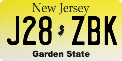 NJ license plate J28ZBK