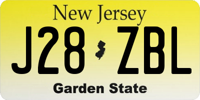 NJ license plate J28ZBL