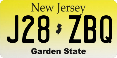 NJ license plate J28ZBQ