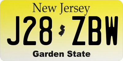 NJ license plate J28ZBW