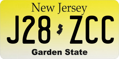 NJ license plate J28ZCC