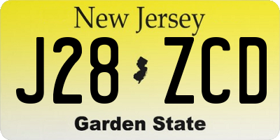 NJ license plate J28ZCD