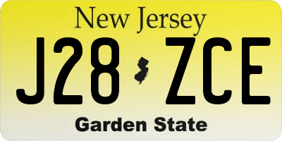 NJ license plate J28ZCE