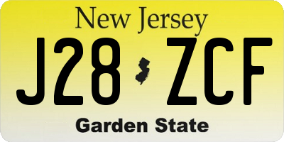 NJ license plate J28ZCF