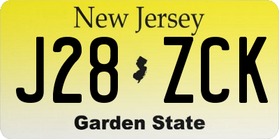 NJ license plate J28ZCK