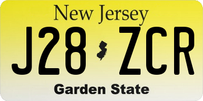 NJ license plate J28ZCR