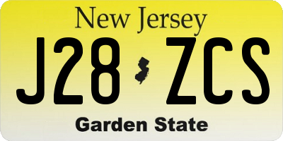 NJ license plate J28ZCS
