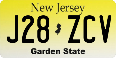 NJ license plate J28ZCV