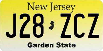 NJ license plate J28ZCZ