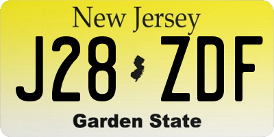 NJ license plate J28ZDF