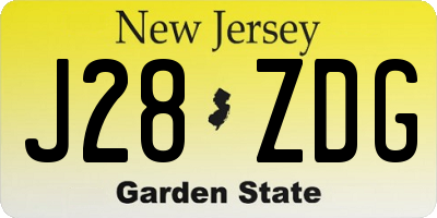 NJ license plate J28ZDG