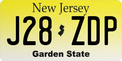 NJ license plate J28ZDP