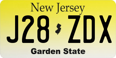 NJ license plate J28ZDX