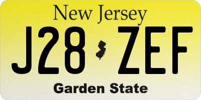 NJ license plate J28ZEF