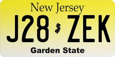 NJ license plate J28ZEK