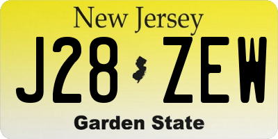 NJ license plate J28ZEW
